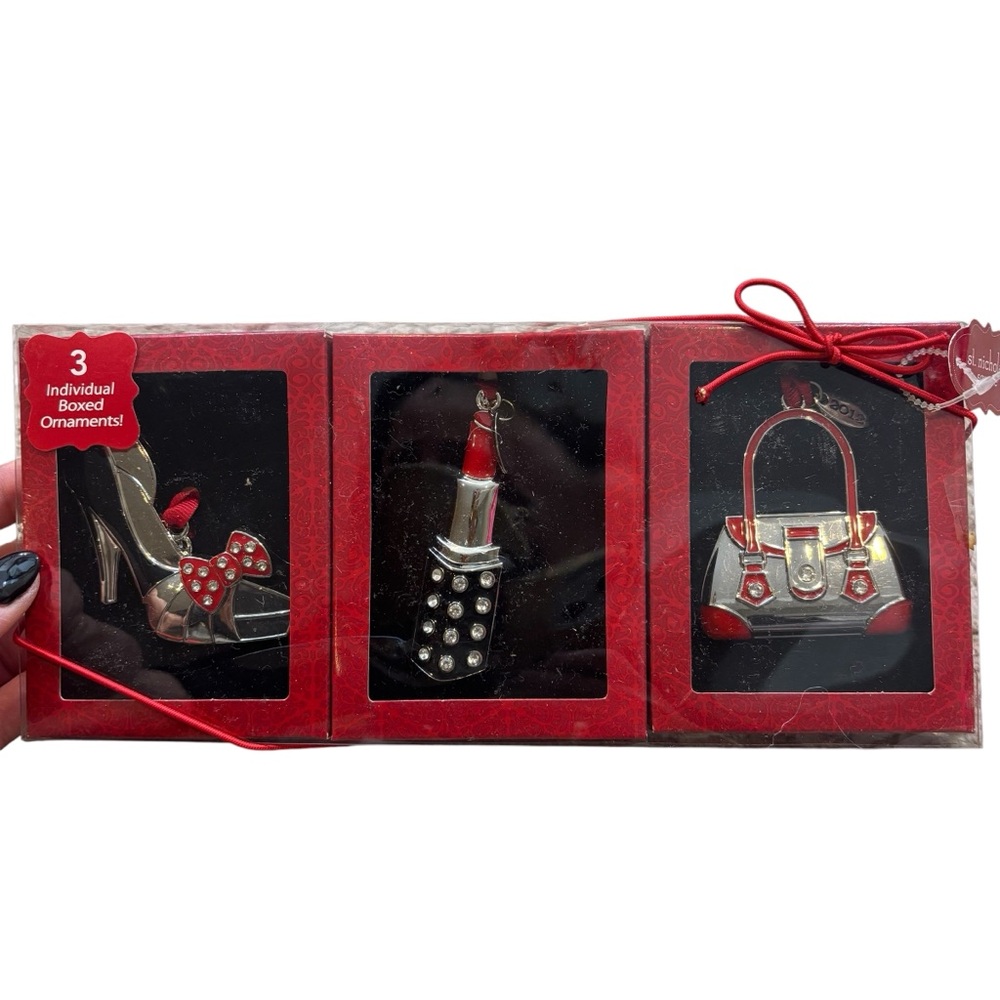 Brand new in Box St. Nicholas Square Glam Ladies Ornaments Set‎ of 3